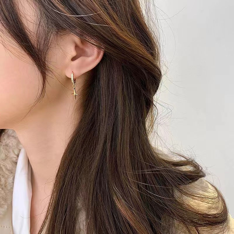 Thumbnail: 14K Gold Plated,  Southern cross hoop Earrings, Gift for her