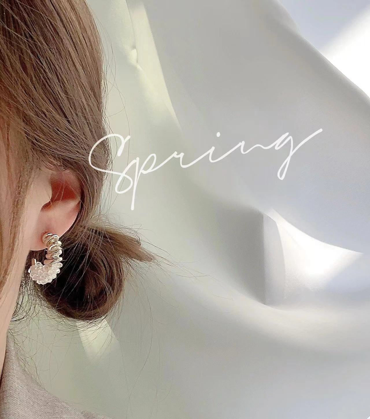 14K Gold Plated, white crystal Croissant Earrings, Gift for her