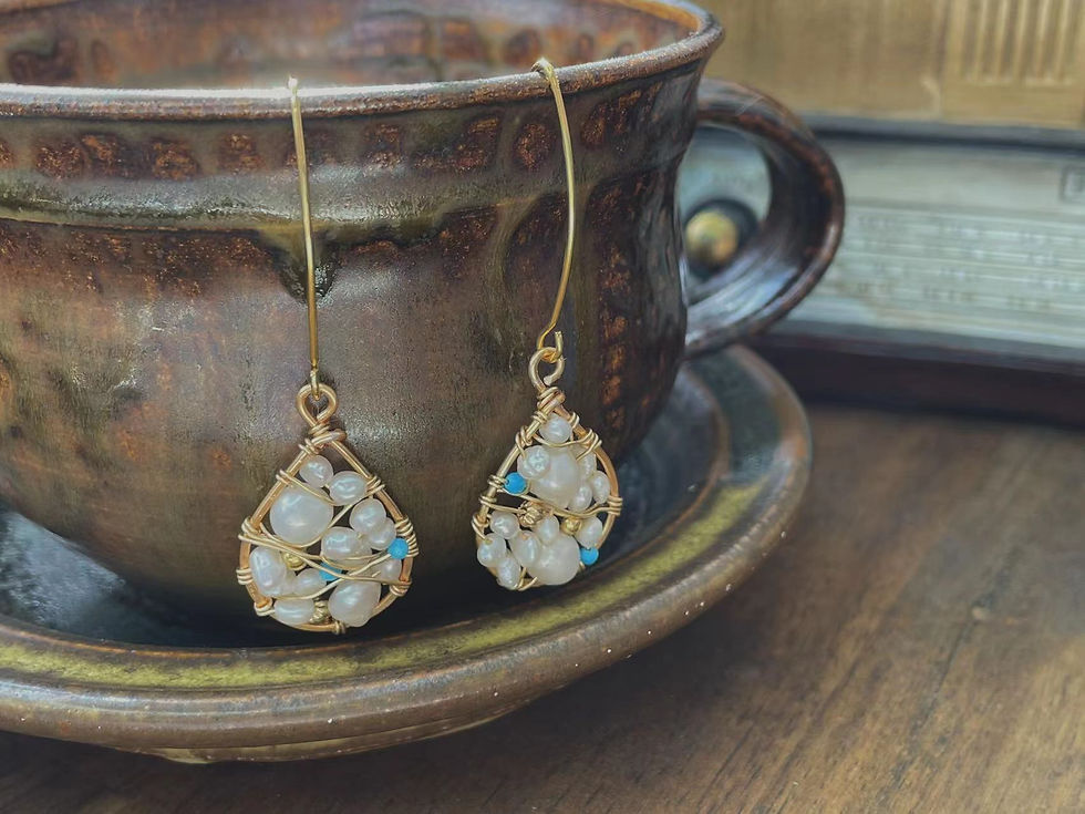 Thumbnail: gold plated wire warp, fresh water peals,  gift idear, personalised