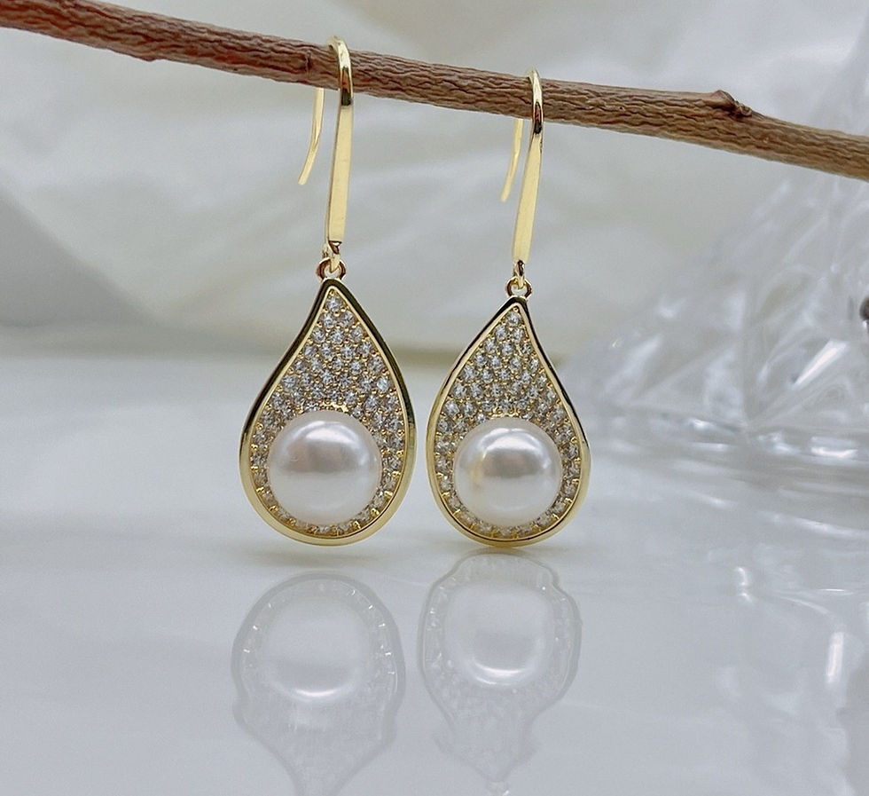 Small diamond with pearl drop earrings