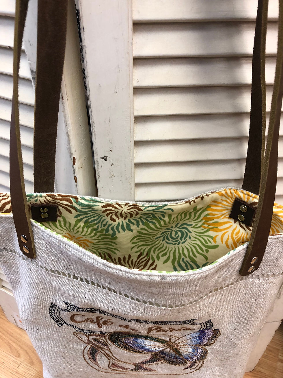 Thumbnail: Cafe de Paris Linen Embroidered Bag