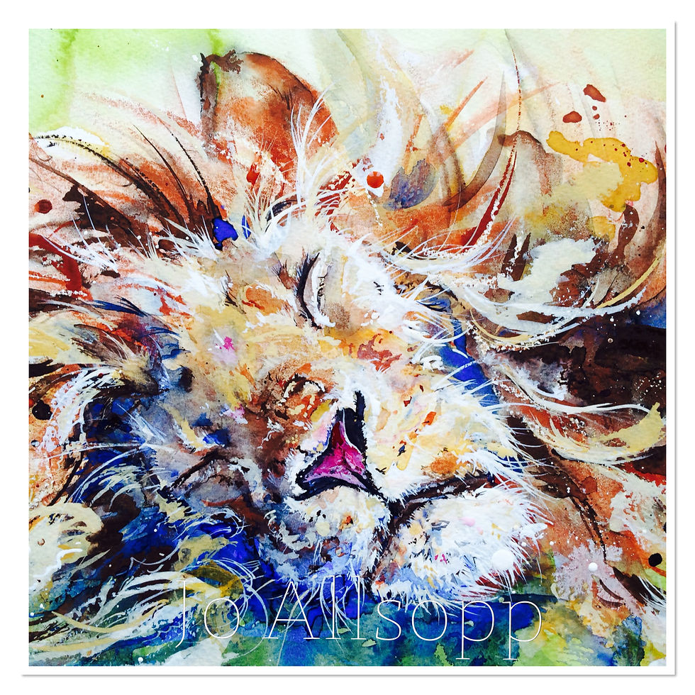 Loose Lion in watercolour & mixed media