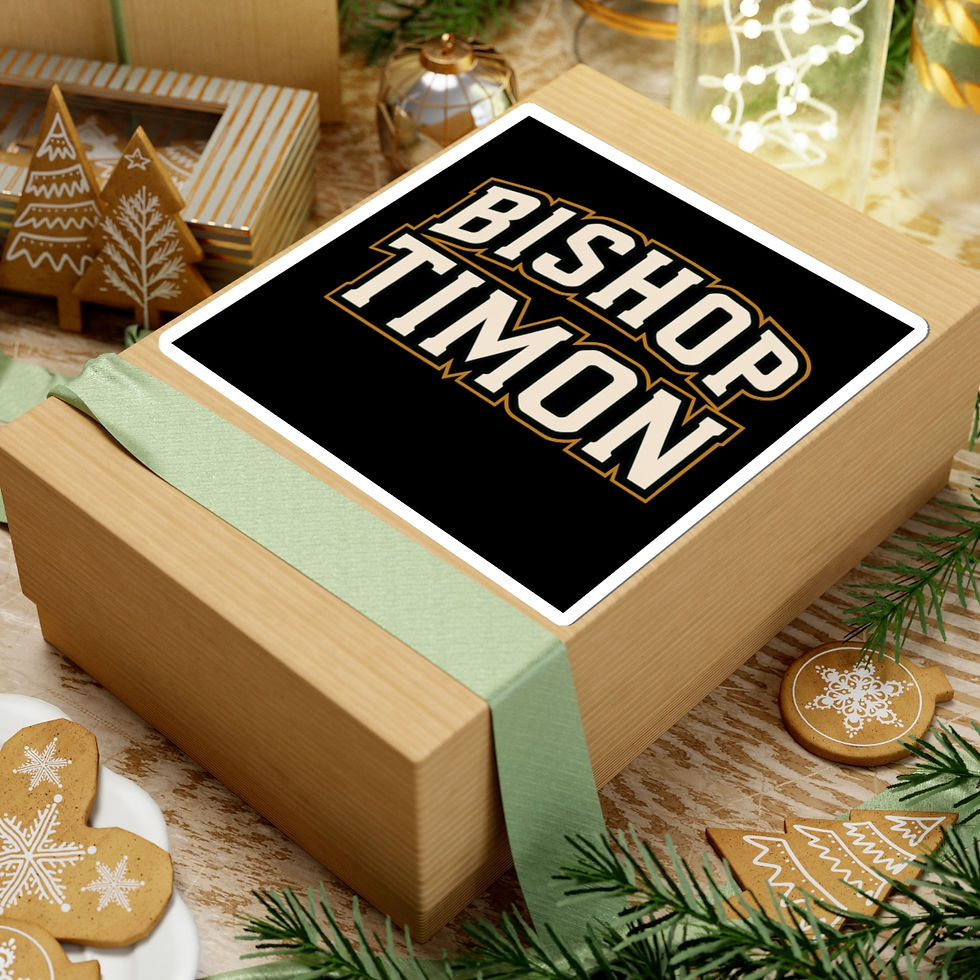 Thumbnail: Bishop Timon Sticker — Collegiate Black & Gold Kiss-Cut Decal