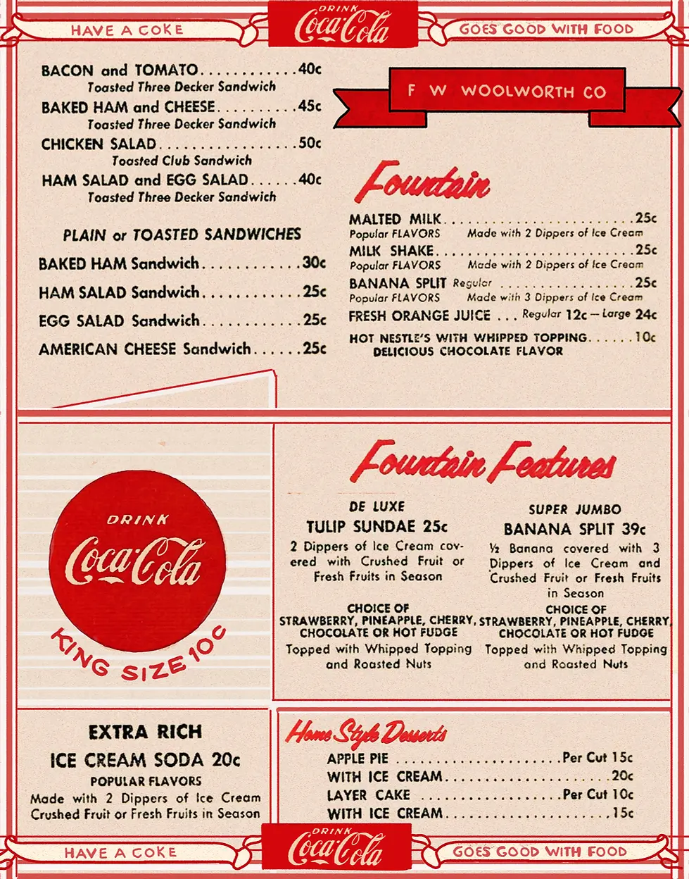 Vintage menu