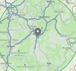 quel sont les departement a 100klm de gr
