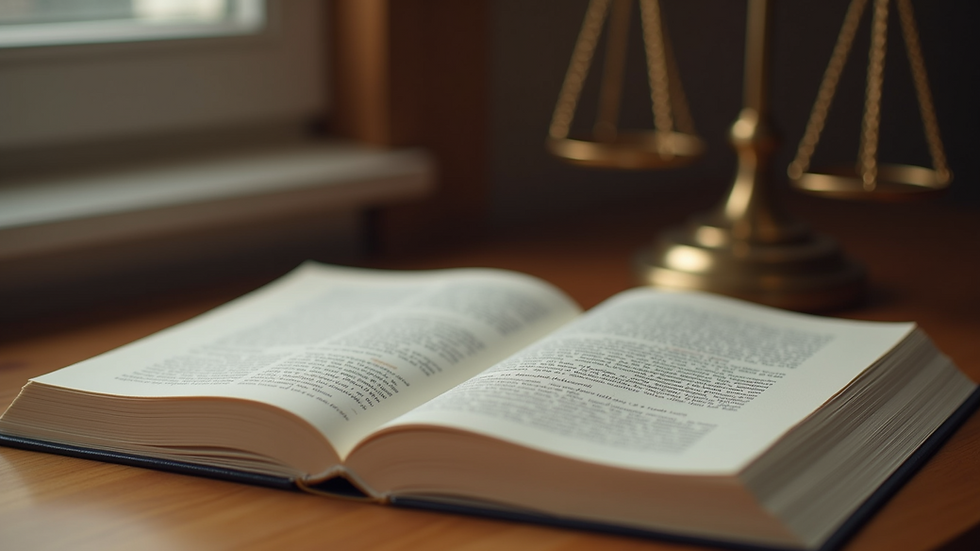 Close-up view of a legal book on a wooden desk