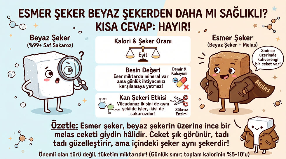 Esmer şeker beyaz şekerden daha mı sağlıklı?