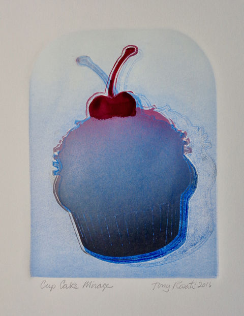 Cupcake Mirage
monotype with moveable paper cut-out
10x8 inches
2016