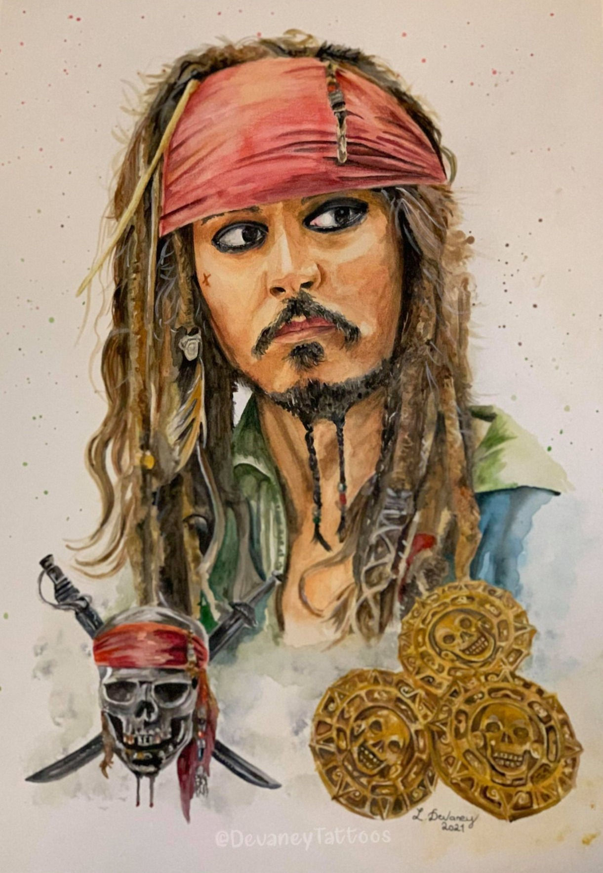 Johnny Depp A3 watercolour Giclee Print