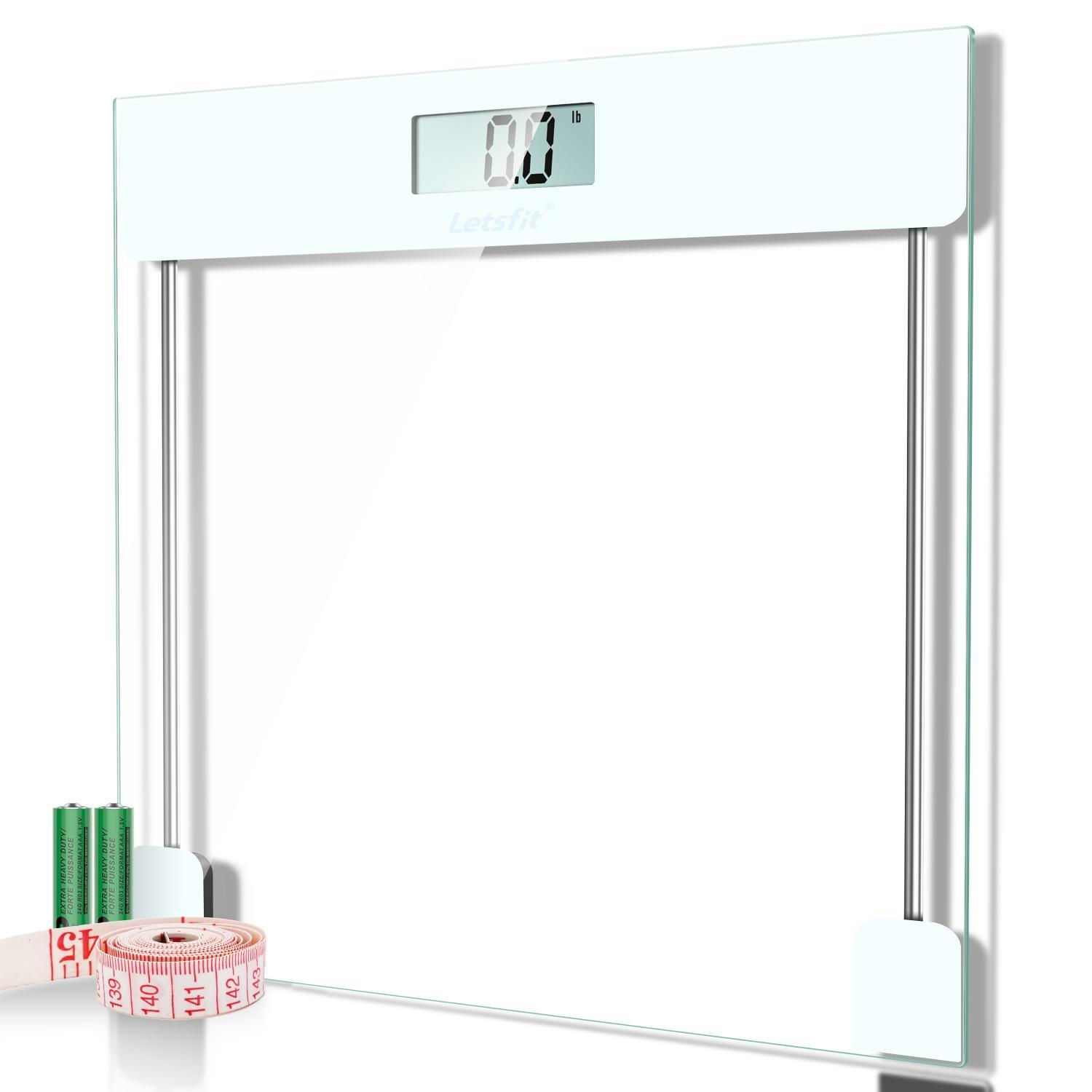 Electronic Weight Scale White Digital Body Weight Bathroom Scale, Large Blue LCD