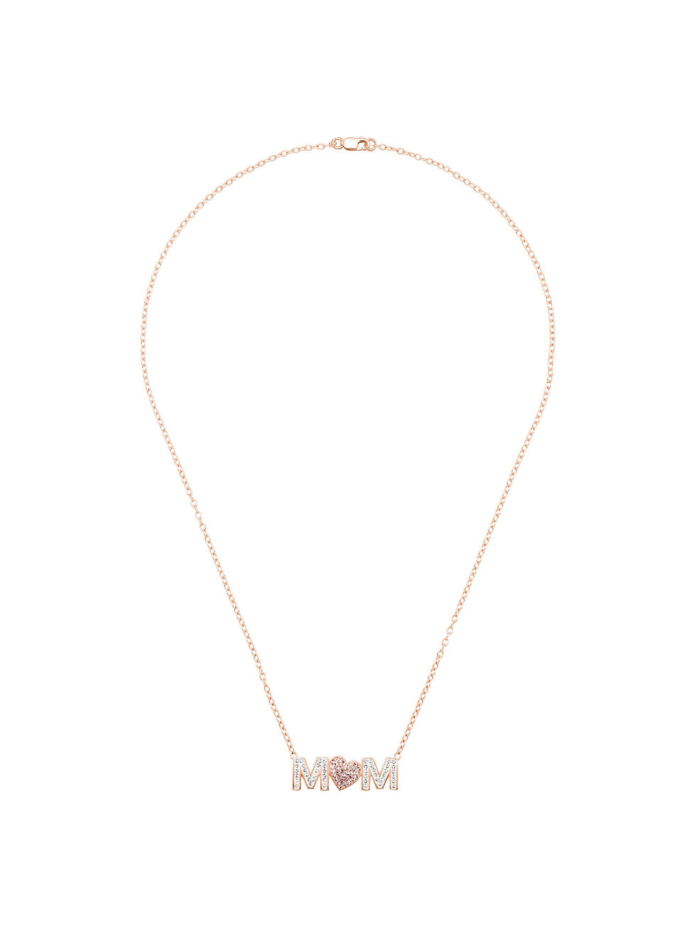 Thumbnail: Luminesse 'Mom' Pink Heart Necklace with Swarovski Crystals in 18kt Rose Gold-P