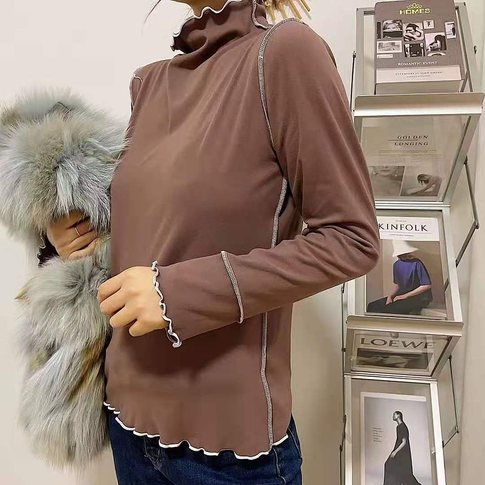Thumbnail: New Arrival Solid Bottoming Shirt Long Sleeve Turtleneck Cat Paw Women's Shirts