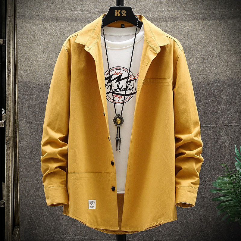 Thumbnail: Pure Color Shirt Hong Kong Style Japanese Casual Handsome Jacket