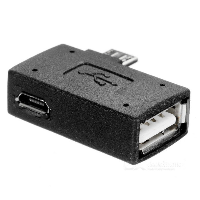 Thumbnail: Micro USB Female to USB 2.0 OTG Connector w/ Power Supply - Black
