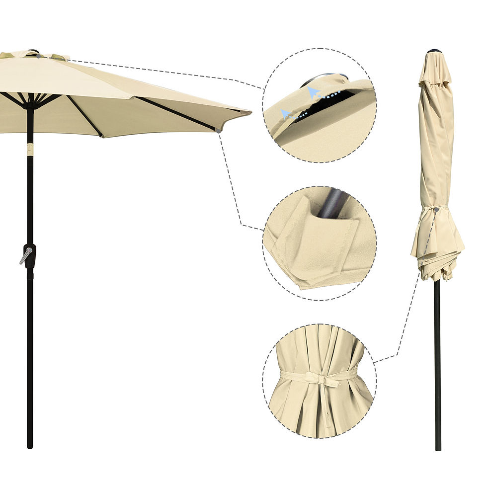 Thumbnail: 9ft Patio Umbrella Outdoor Market Table Umbrella with Push Button Tilt and Crank