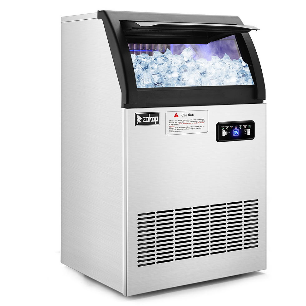 Thumbnail: ZOKOP Commercial Stainless Steel Freestanding Ice Maker Cube Machine, 200lbs/24H