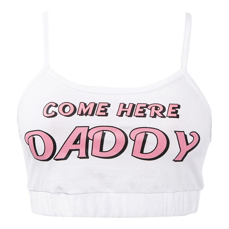 Thumbnail: Woman COME HERE DADDY Letter Printed Short Tank Tops Sexy Panties Women Casual