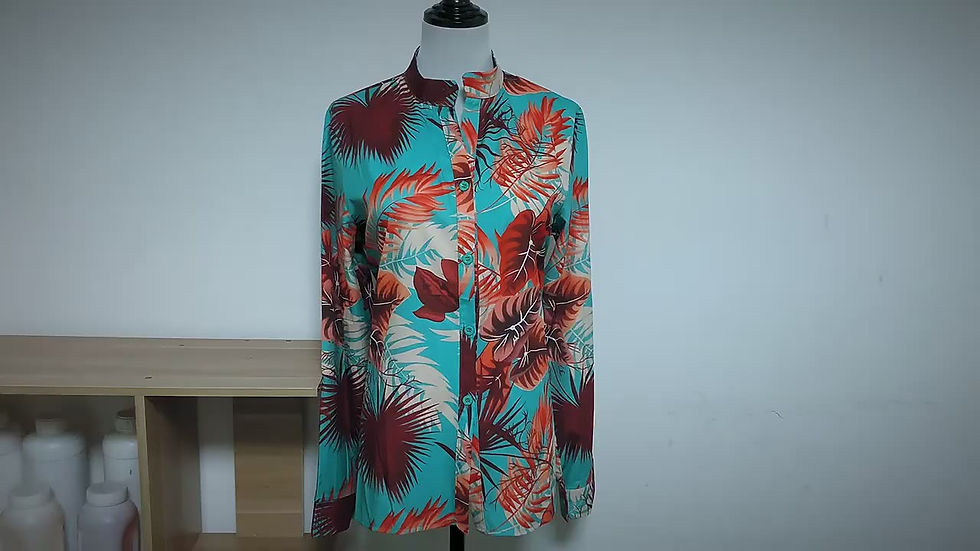 Thumbnail: 2021 New Ladies Long-sleeved Printing Stand-up Collar Temperament Shirt Blouse 