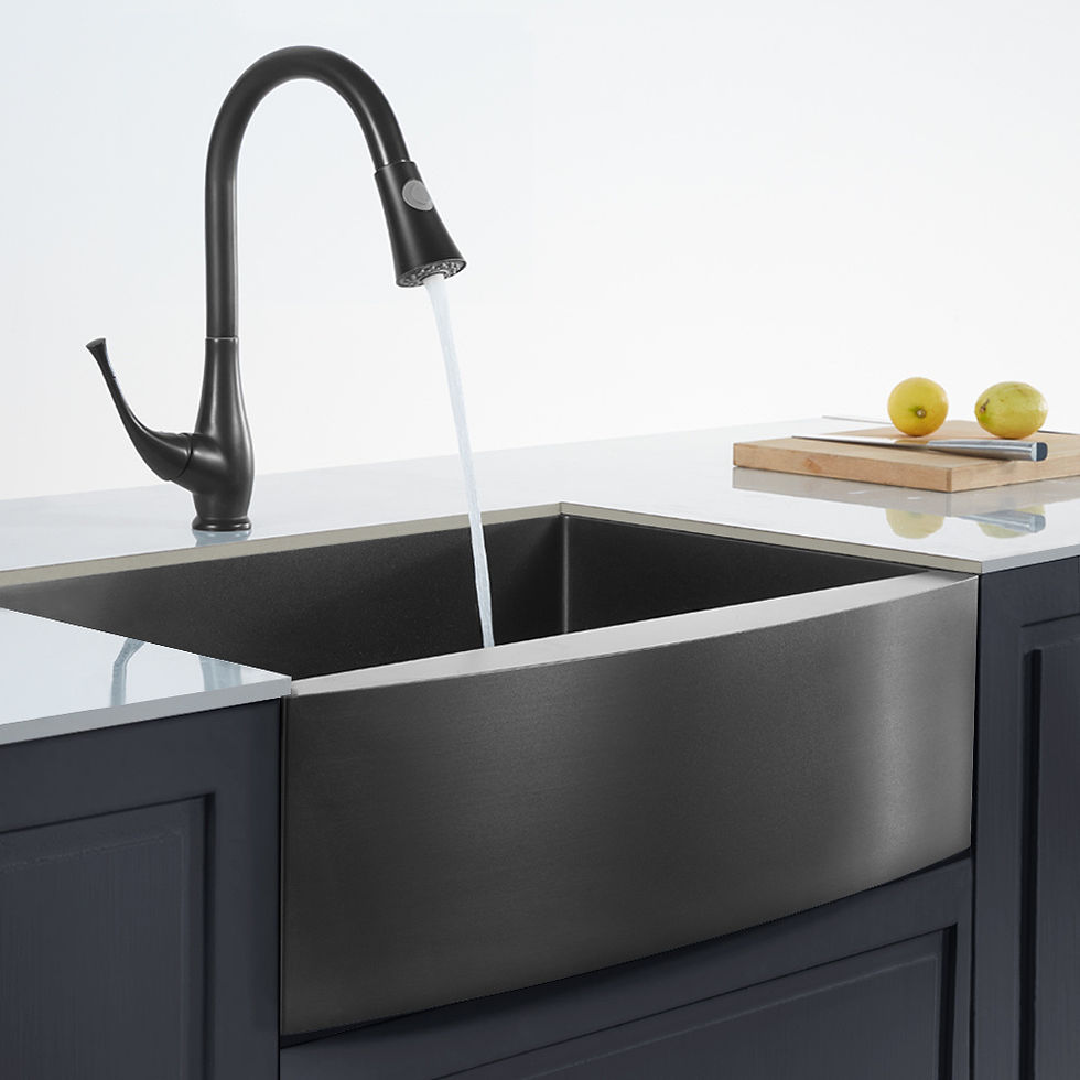 Thumbnail: Farmhouse Sink 33 inch Black Kitchen Sink Stainless Steel 10 inch deep, Gunmetal