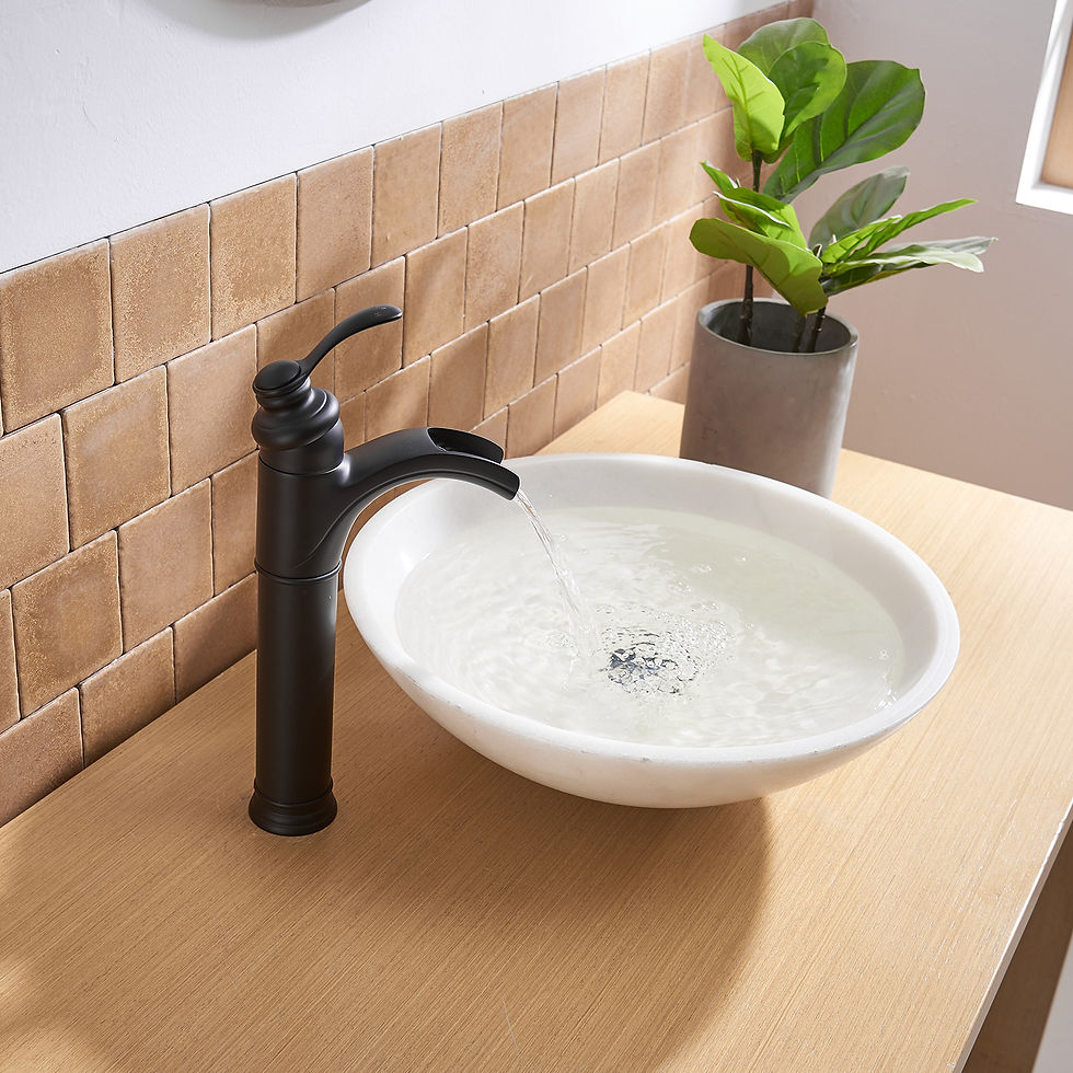 Thumbnail: Single Hole Single-Handle Vessel Bathroom Waterfall Faucet With Pop-up Drain Ass