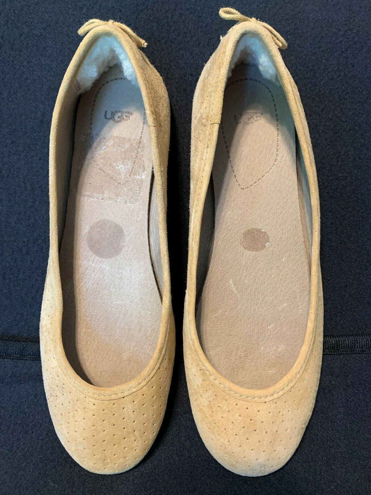 NEW! UGG Karlina Ballerina Flats Brown/Natural Suede Geo Perf Women’s 7