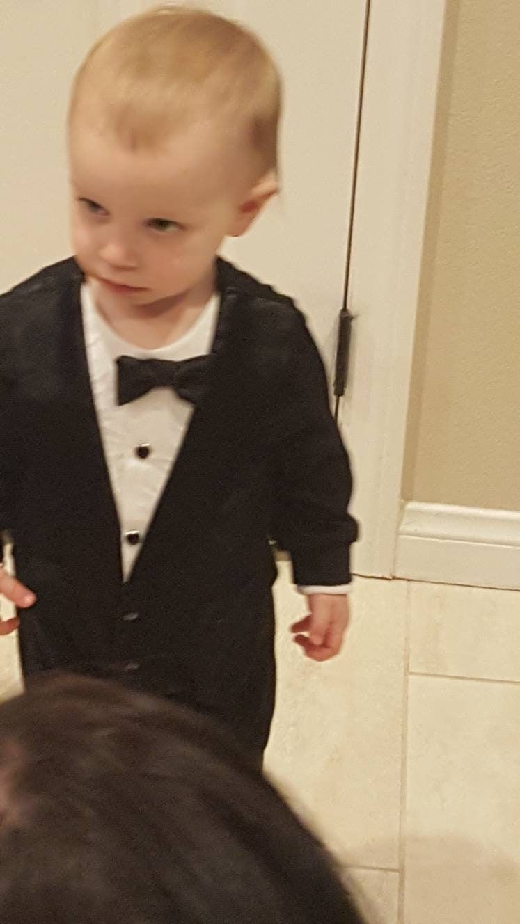 Thumbnail: Elegant One Piece Baby Tuxedo.