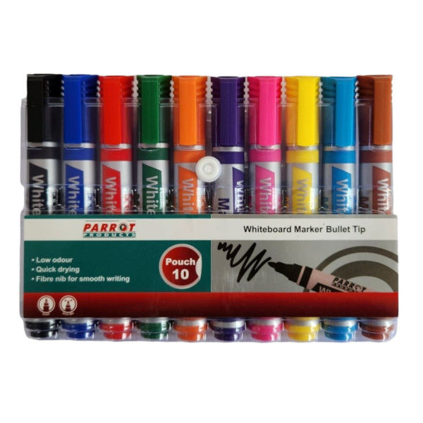 Parrot Whiteboard Marker Bullet Tip Pouch 10