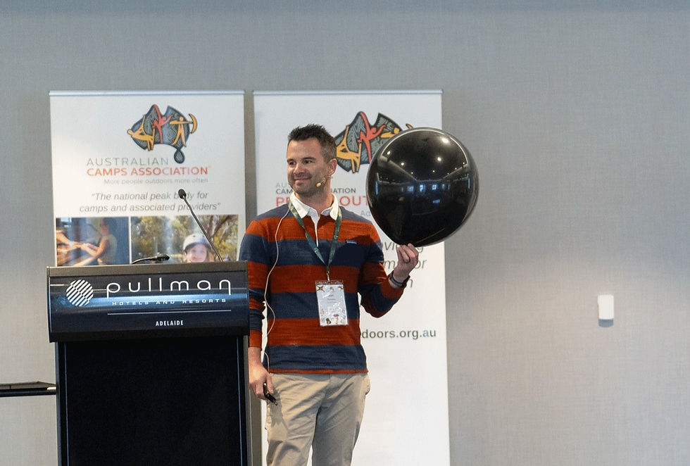 Image above: Joel Thompson presenting at the Australian Camps Association conference in Adelaide in September 2023 - Emissions Reduction Strategies for businesses