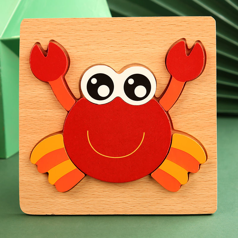 Thumbnail: High Quality 3D Wooden Puzzle Baby Cartoon Animal Traffic Jigsaw  Early Learning