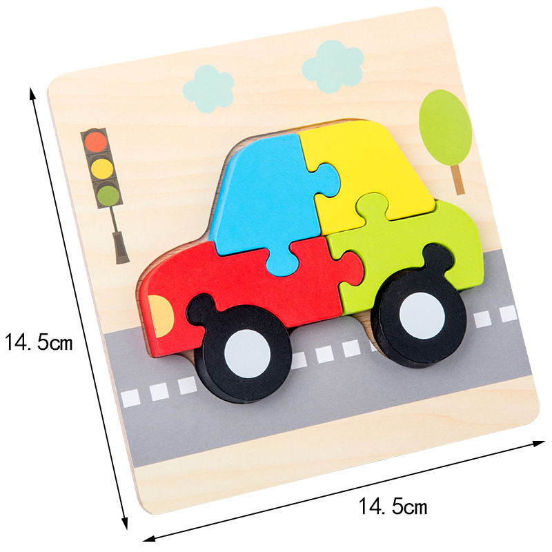 Thumbnail: High Quality 3D Wooden Puzzle Baby Cartoon Animal Traffic Jigsaw  Early Learning