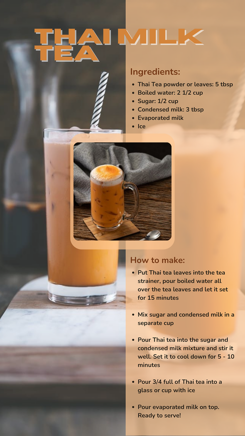 Infographic of making Thai Milk Tea