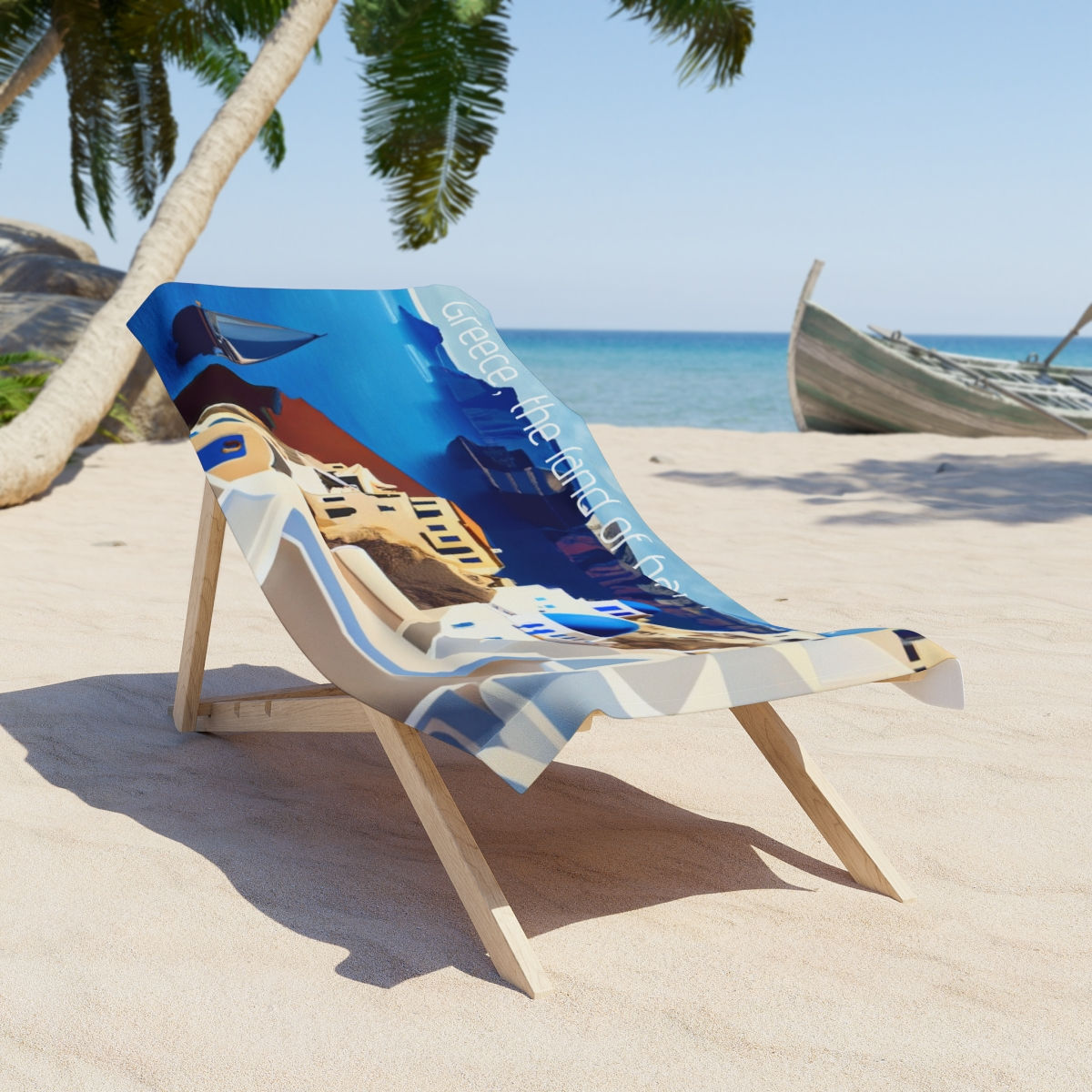 Beach Towel - "Greece, the land of happy souls"