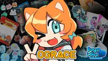 Vograce custom merch displayed with charms, stickers, acrylic stands, and fan-made items, featuring the Vograce mascot character and the Boys Love Universe logo.