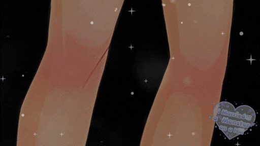 Wagner from "I Married a Monster on a Hill" his legs shown in a gif covered with sparkles and the series logo on the right hand corner.