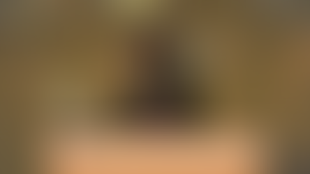 A scene from Adventures in Clairune shows a character with long dark hair, an eyepatch, and antlers, dressed in a brown vest with a green shirt underneath, standing in a warmly lit, rustic room. The character has a calm expression and carries an axe over his shoulder. The background features wooden walls and shelves filled with books and lanterns. The text box at the bottom reads: "?????: That's quite the fall you had there. Luckily it doesn't seem like you've gotten hurt."