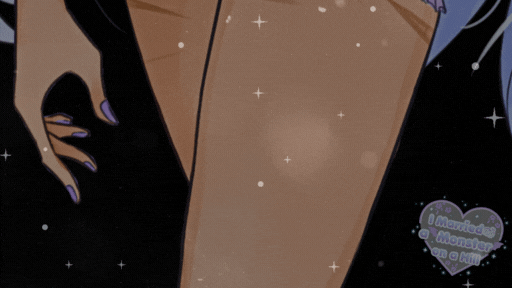 Gay fem thighs, long white hair anime style August from "I Married a Monster on a Hill".