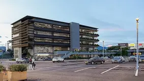 Vista exterior del nuevo edificio de Colsubsidio en Fontanar, un espacio moderno en Chía con servicios de salud, empleo y bienestar