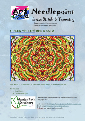 Green Yellow Red Rasta | Garden Path Stitchery