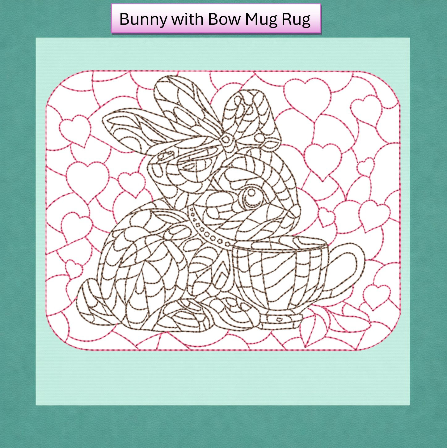 Bunny with Bow Mug Rug