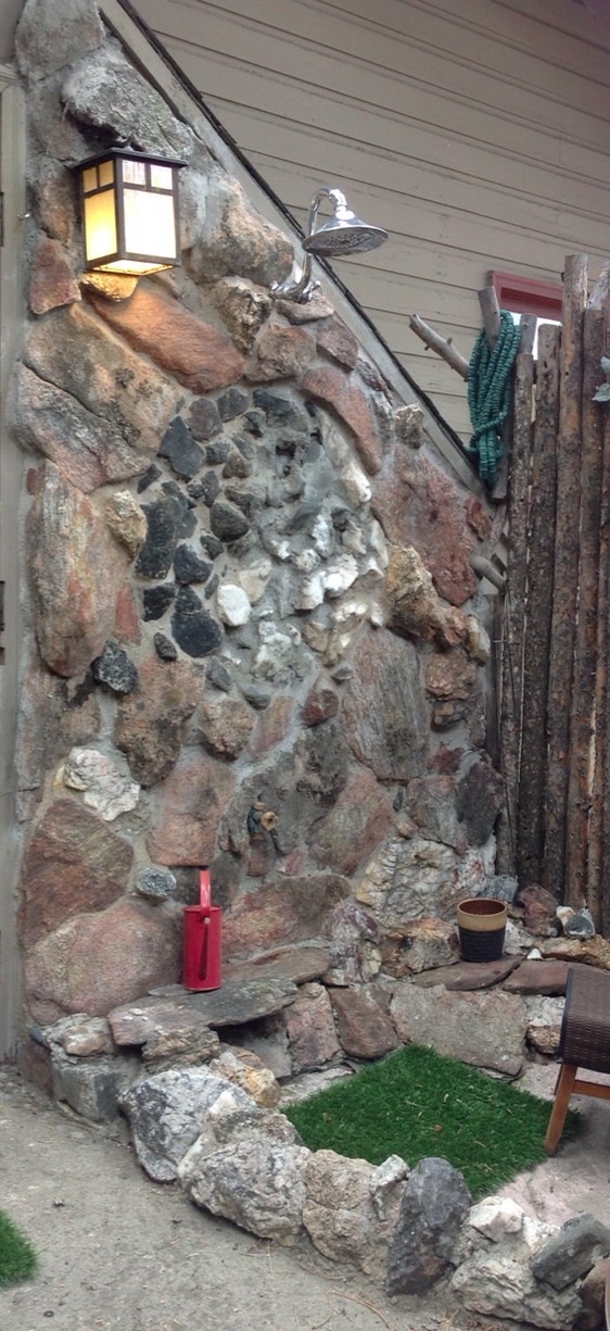outdoor shower on hydrotherapy patio