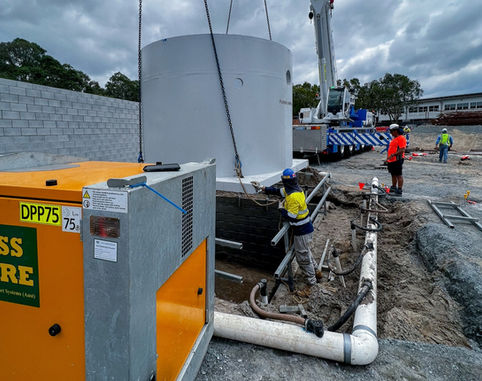 Stormwater Tank Install with dewatering spears and pump