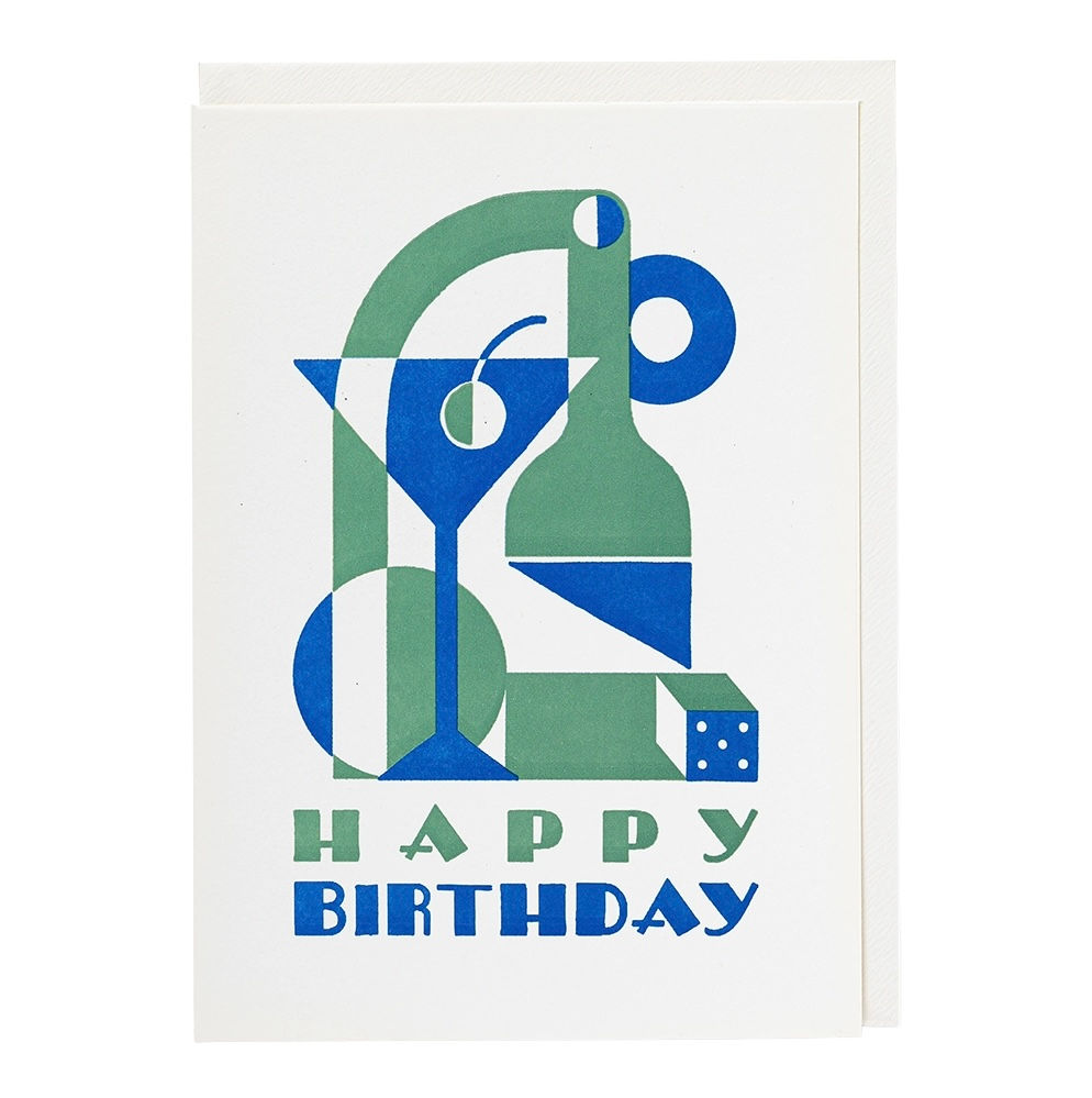 Deco Happy Birthday Letterpress Card 
