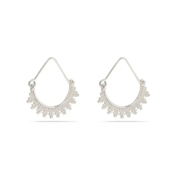 Kiku Recycled Half Hoop Earrings Silver Plate by Pilgrim