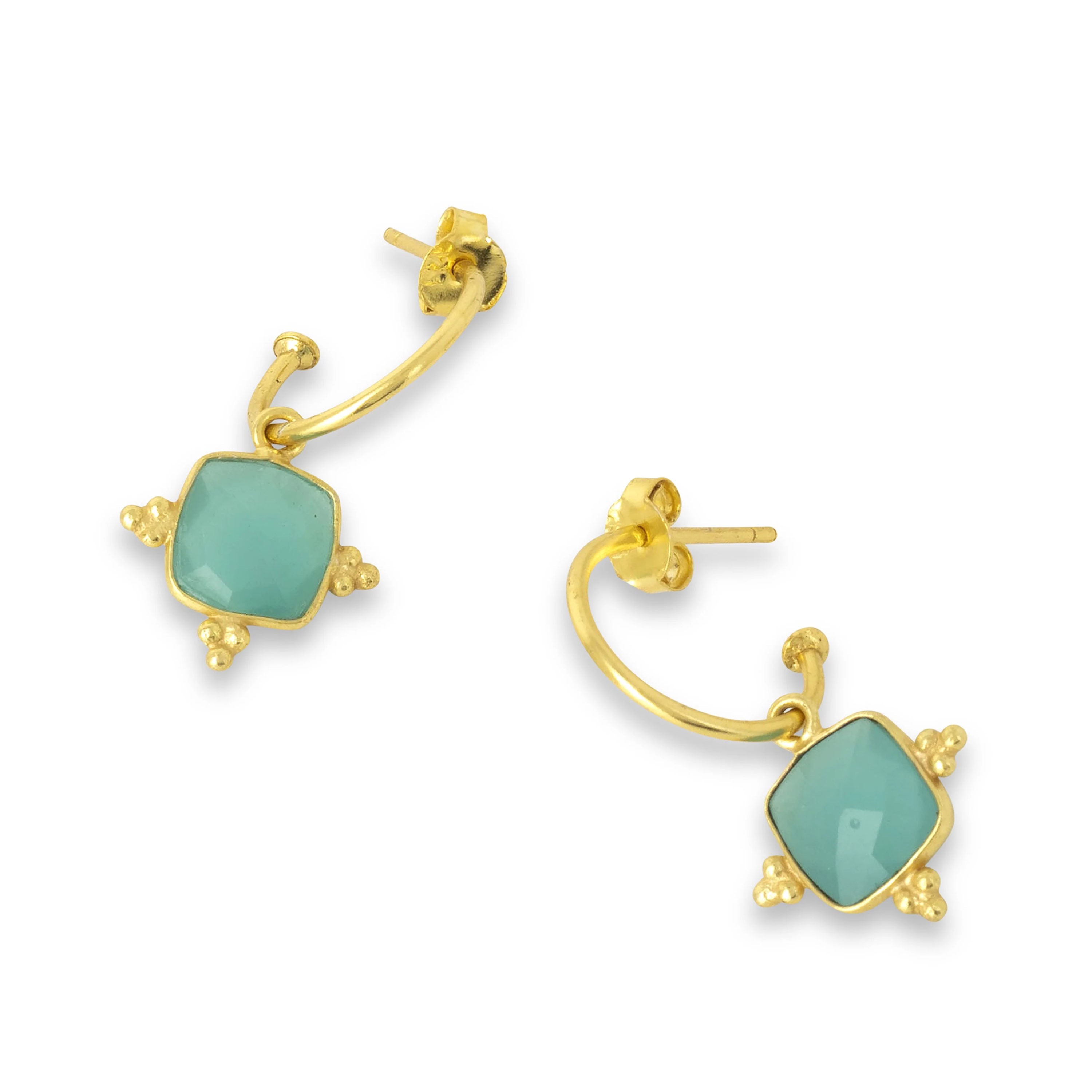 Asia Hoop Aqua Chalcedony Earrings by Ashiana London