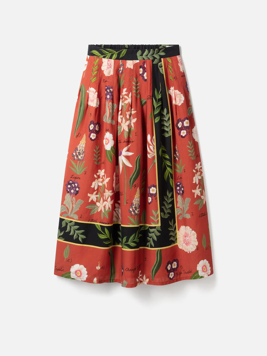 Thumbnail: Rust Floral Tencel Midi Skirt by Thought