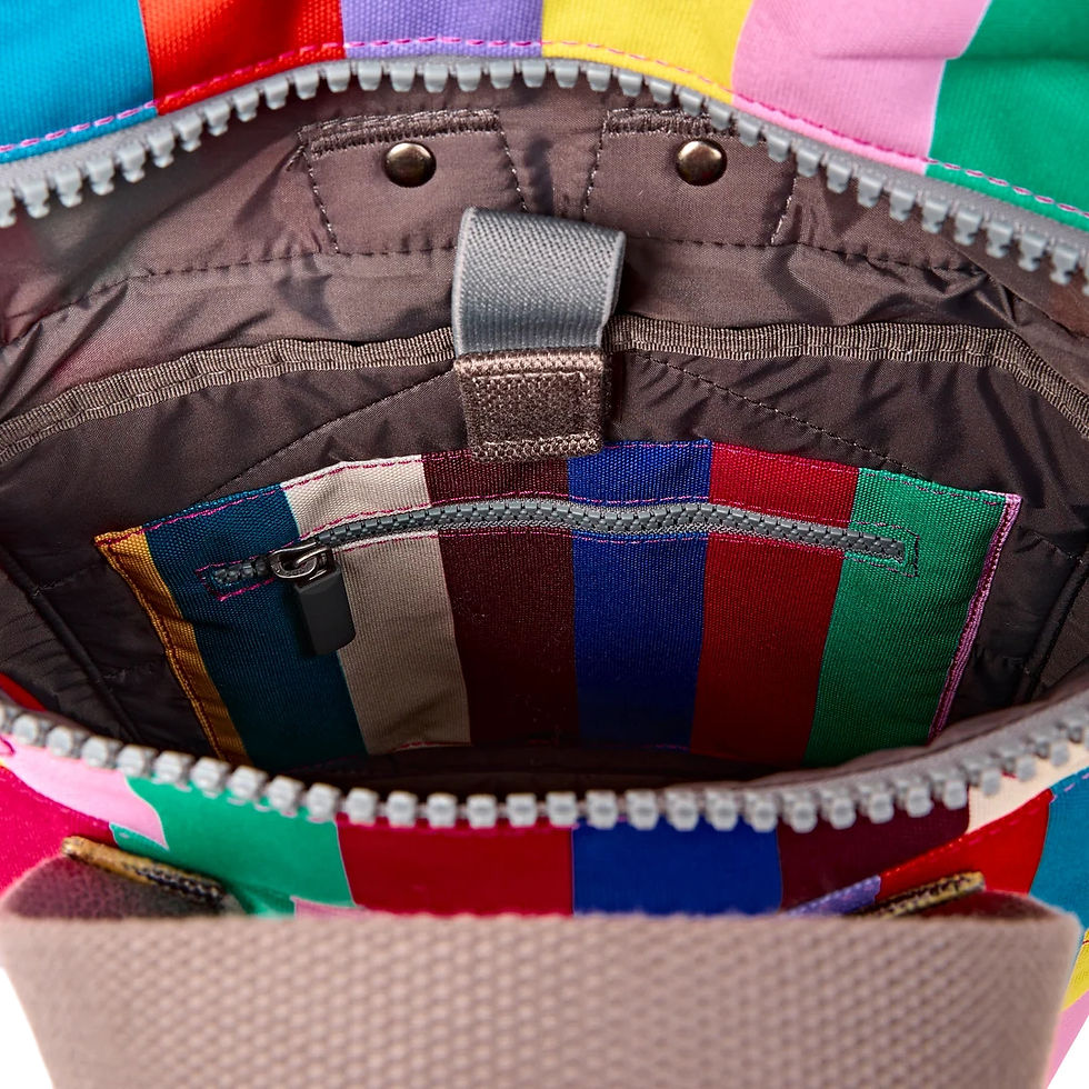 Thumbnail: Canfield Roll Top Backpack Wide Multi Stripe Small by Roka