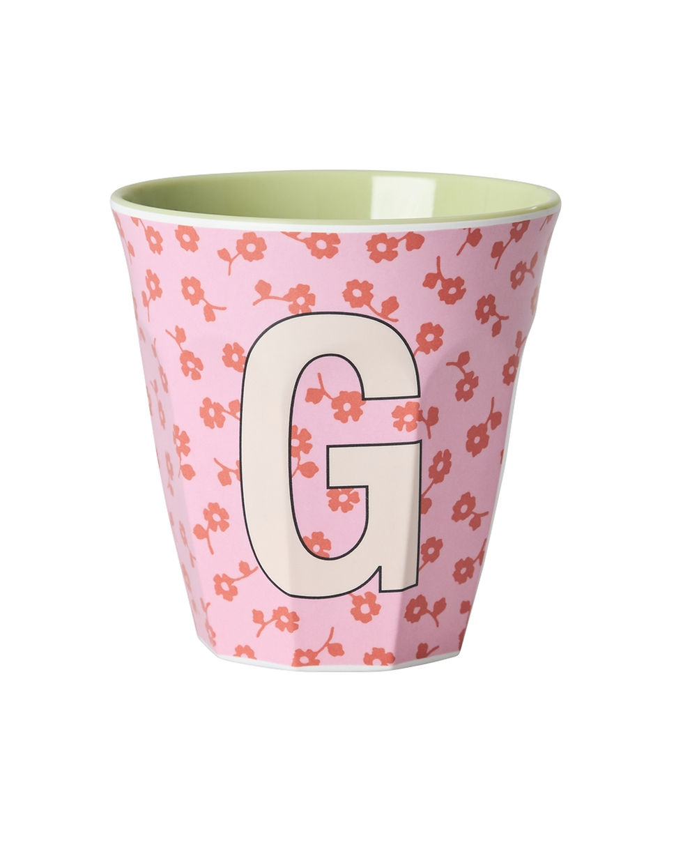 Rice Melamine Alphabet Cup Flowers - Letter G