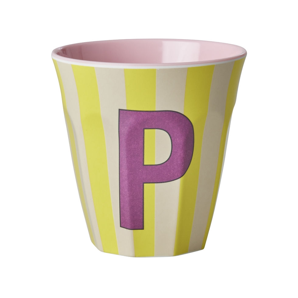 Rice Melamine Striped Alphabet Cups Pinks - Letter P