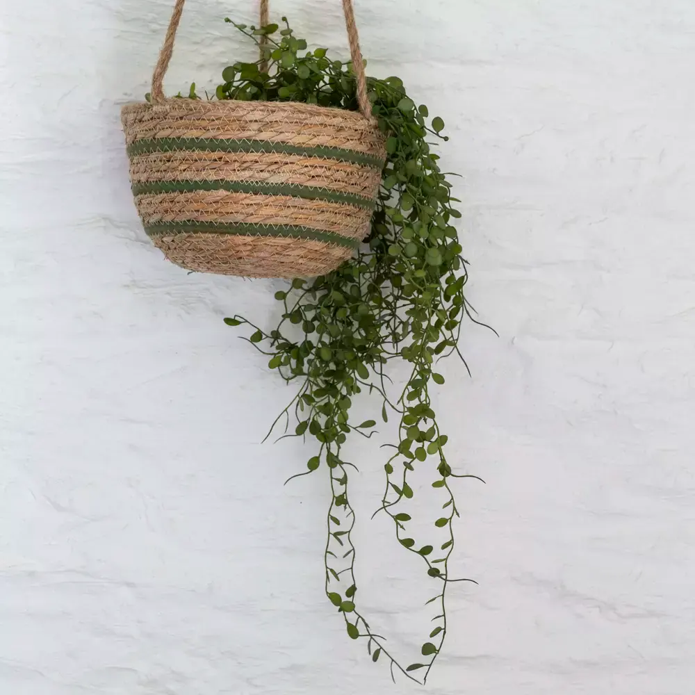 Seagrass Hanging Basket Green