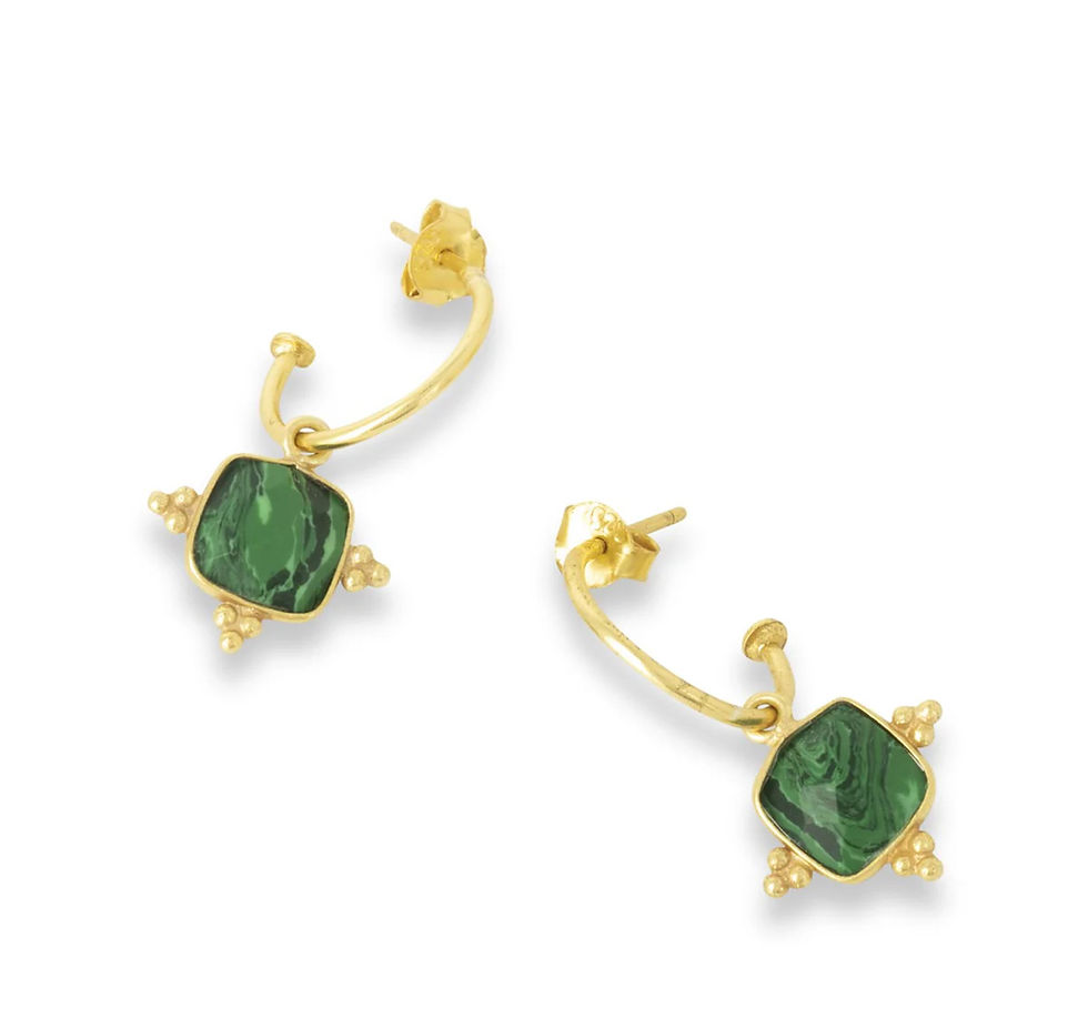 Asia Malachite Hoop Earrings by Ashiana London